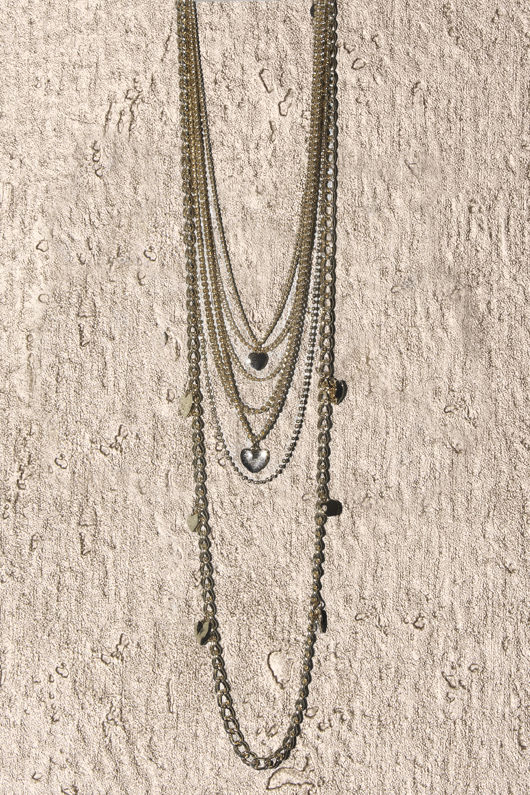 Gold Multi Chain Heart Necklace